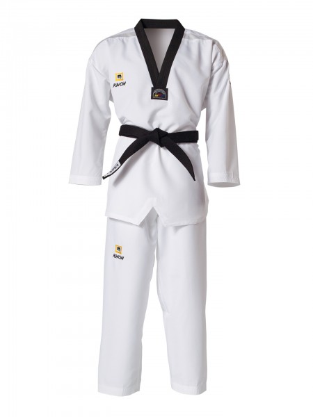 Taekwondo Anzug Fightlite, schwarzes Revers by Kwon