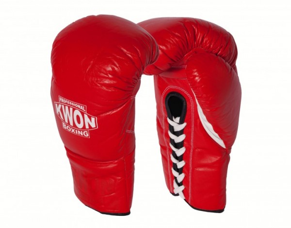 Boxhandschuhe mit Schnürung, Leder, 2 Farben, 8 oz und 10 oz, by Professional Boxing Kwon